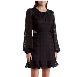 NEW astr the label long sleeve floral mini dress black